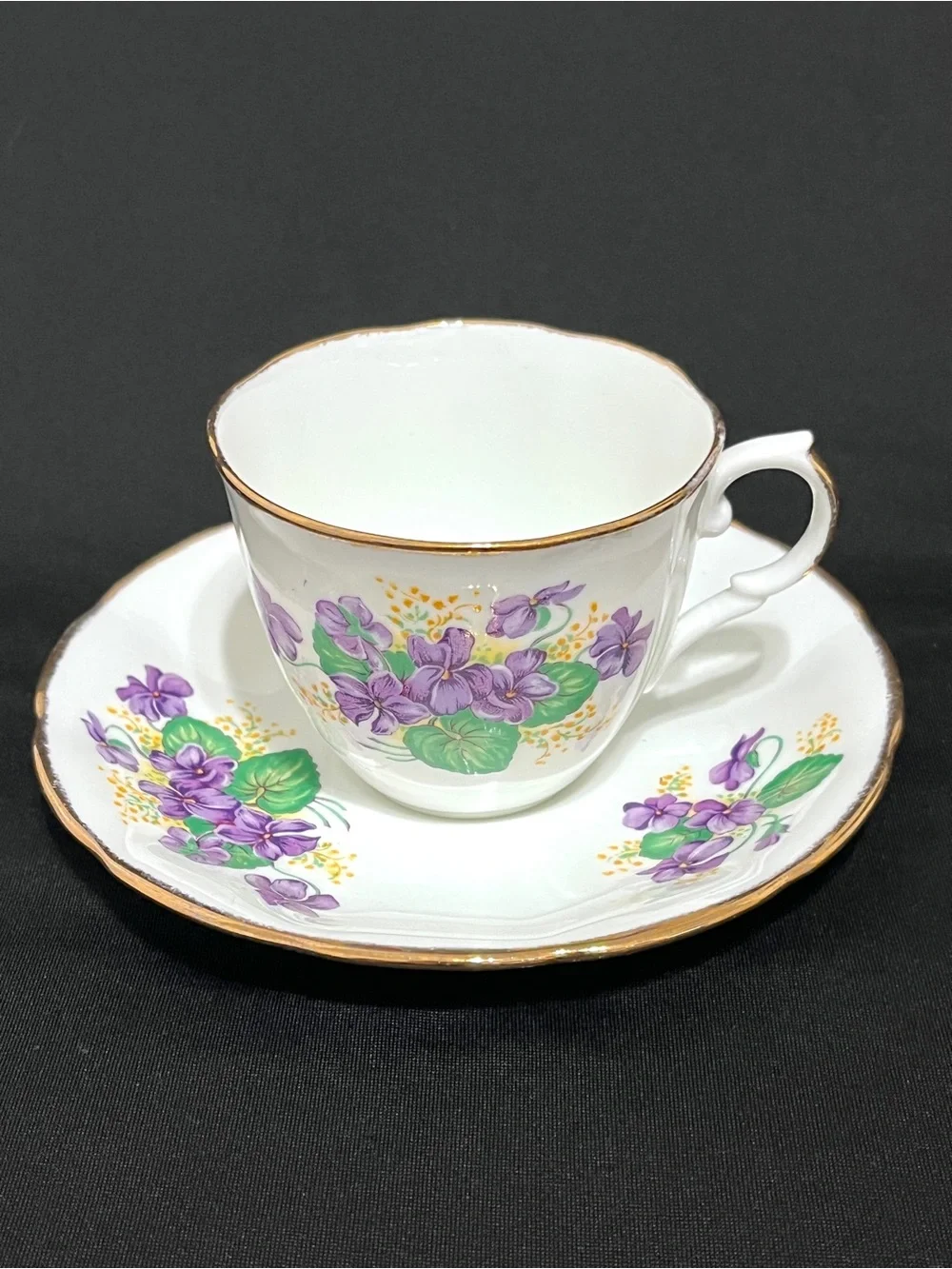 Jason England Bone China Violets Teacup & Saucer Set Vintage - Picture 1 of 4